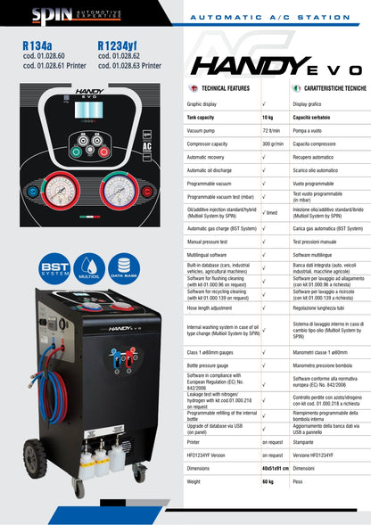 Handy EVO Printer Automatic A/C Station R1234yf