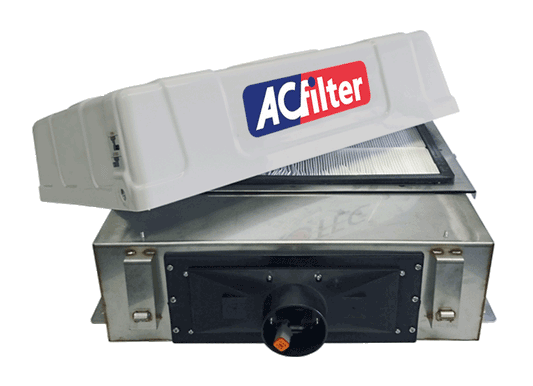 Luftrening med övertryck genom Damm/Kolfilter AC4 COMBI 12V 